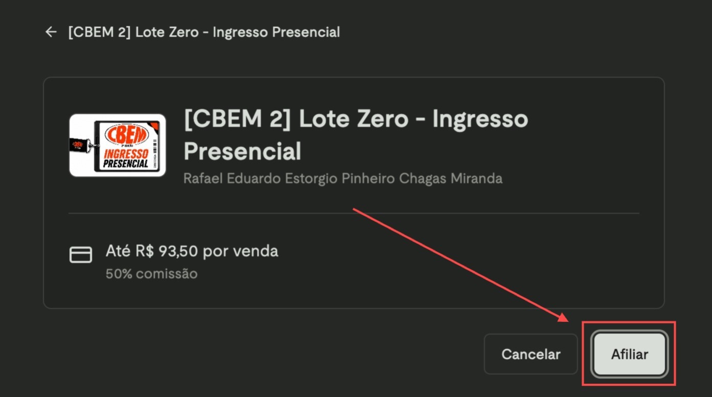 Passo 1 - Clicar em Afiliar