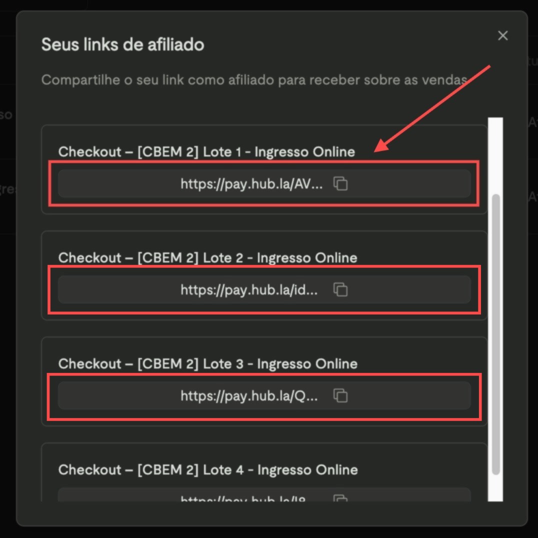 Passo 3 - Copiar link de divulgação